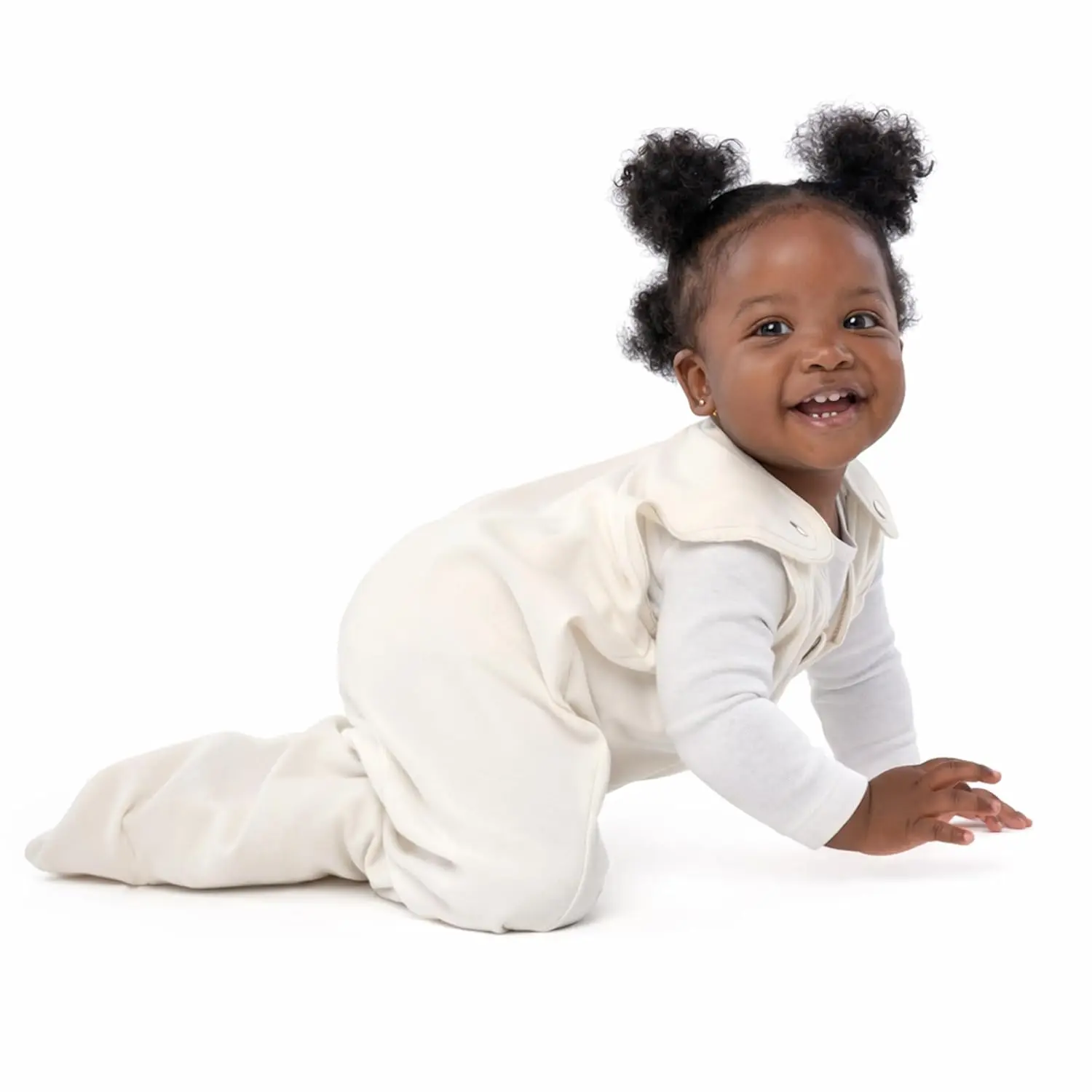 Baby Deedee Sleep Nest Basic - Baby Sleep Sack 0.6 TOG 0-6 Months, Cotton Sleeping Bag with Patented Shoulder Snaps, Newborn Wearable Blanket for Boys & Girls, Almond Cream