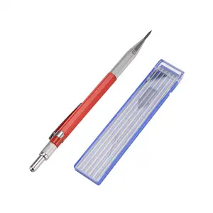 Welders Pencil with 12PCS Silver Streak Refills, Metal Marker Mechanical Welding Pencil Pipefitters, Fabrication, Red