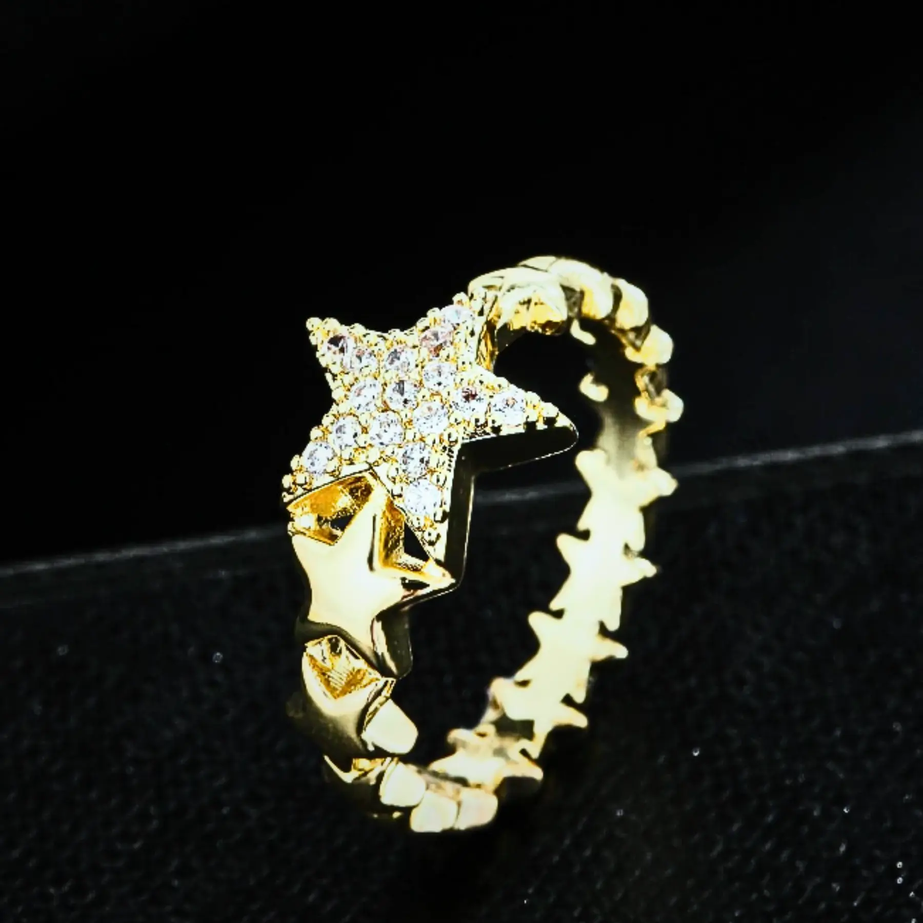Cubic Zirconia Star Ring for Men, Vintage Punk Fashion Party Accessory