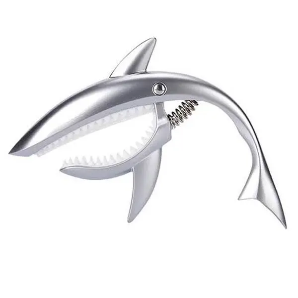 Zinc Alloy Guitar Capo Shark Capo for Acoustic and Electric Guitar with Good Hand Feeling No Fret Buzz and Durable Gift for Musicians Unique Design Strong Gentle Grip Includes 2 Guitar Picks