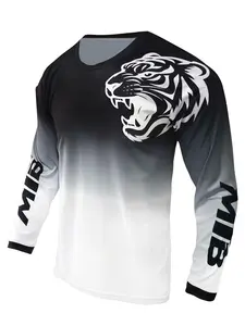 2026 New Creative Tiger Head Design, Motorcycle Riding Long Sleeve T-shirt, MTB BMX Off road Motorcycle DH Off road Motorcycle T-shirt, Men's Cycling Shirt, Men's Fitness Shirt, Special Cycling Set
