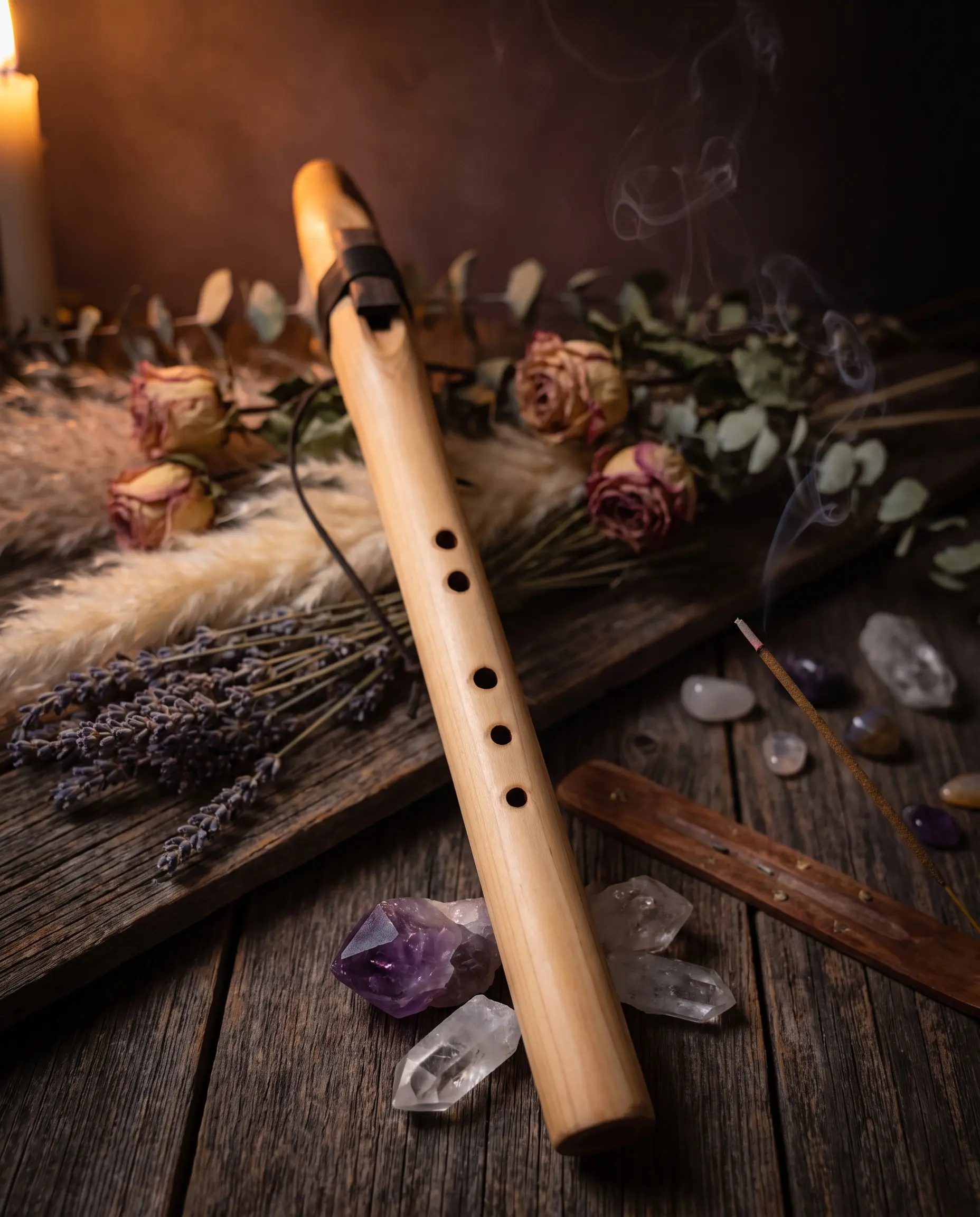 Beginner-Friendly 5-Hole A Minor 432 Hz Pentatonic Cedar Flute - Unisex Handcrafted Native American Style Musical Instrument, 17.5 in, Beeswax Finish, Easy to Play, No Wrong Notes for Sound Healing