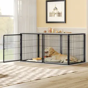 Large Dog Cage 63.7" Dog Kennel for Medium Dogs Puppy Dog Playpen with Top, Pet Cage, Indoor, Black.63.7"W x 34.2"D x 31.7"H