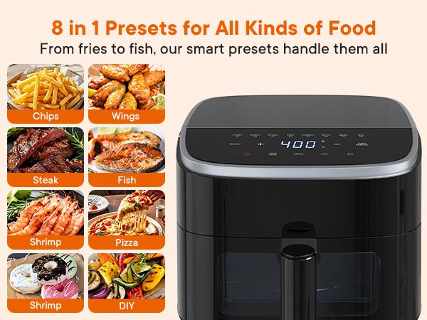 4QT Air Fryer with Visible Window, 1500W Digital Touchscreen Air Fryer with 8 Presets, Auto Shut Off & Nonstick Dishwasher Safe Basket, 60-Min Timer, Max 400°F, Black 4QT Air Fryer with Visible Window, 1500W Digital Touchscreen Air Fryer with 8 Presets, Auto Shut Off & Nonstick Dishwasher Safe Basket, 60-Min Timer, Max 400°F, Black