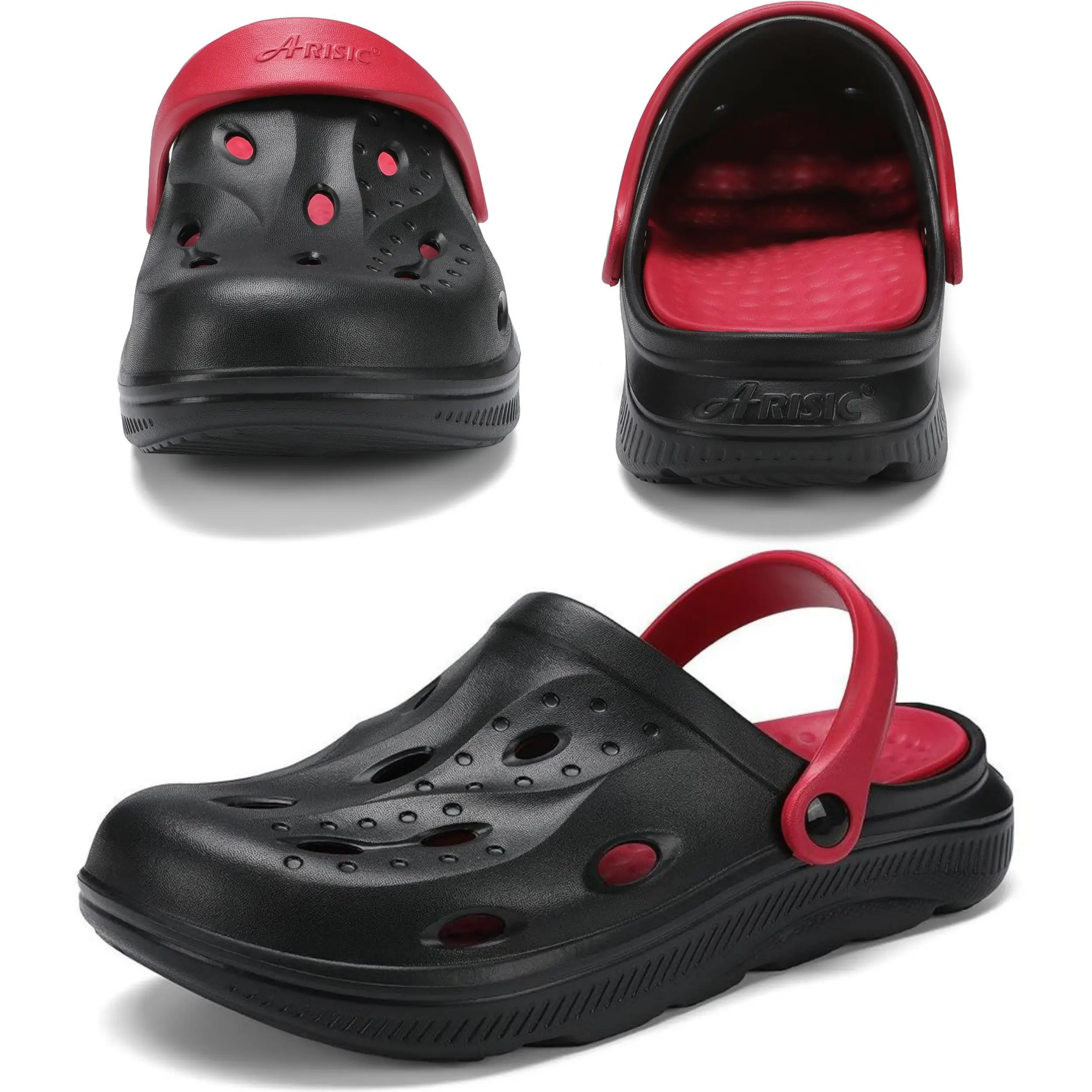 Men's Summer Fashion Clogs - EVA Slip-On Garden Shoes with Alphabet Print, Breathable Cut-Out Design, Non-Slip Durable Heel for Outdoor Activities, Ca