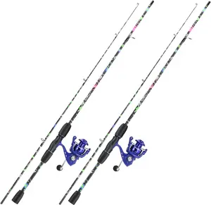 Fishing Rod Combo, 2- 6-Foot Graphite & Fiberglass Rod with Anti-Reverse Spinning Fishing Reel (1Pack/2Pack)