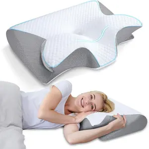 Hybrid Memory Foam Neck Pillow, Contoured Memory Foam, Breathable Design, Comfortable & Supportive, Orthopedic Sleep Pillow for Side & Back Sleepers, Home Essentials Gift