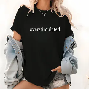 Unisex Graphic Tee, Casual Letter Print Drop Shoulder Half Sleeve Round Neck T-Shirt , Fashion Women's Top for Daily Wear