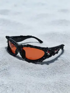 Unisex Geometric Design Tinted Lens Sunglasses, Sporty Style PC Frame, Outdoor & Streetwear Eyewear, Unique Random Effect Fashion Glasses, Modern Twist, High Quality Sunglasses