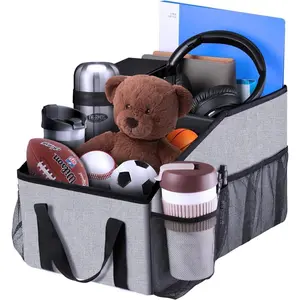 Seat Organizer for  Seat Front Seat Between Seats, Storage Organizer for  with Multi- Pockets,Collapsible,cup Holders, Removable Dividers(Gray)