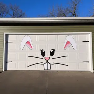 Jumbo Easter Bunny Garage Door Magnetic Decorations - 21 Pieces, Over 6ft Giant Face Design, Waterproof Home Decor Supplies for Easter Ornaments