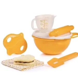 Tupperware Kids Baking Set Goldfish Orange Includes Measuring Cup Rolling Pin Spatula and Bowl for Creative Cooking