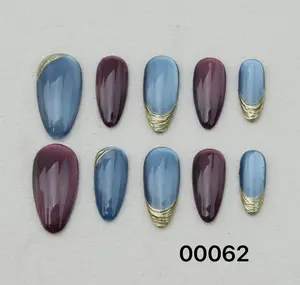Handmade Gel Nails In Long Almond/Glue On Nails/Summer Nails/Birthday Wedding Prom Faux Nails/Gift for Her，Christmas nail、Chrome Nails Art, Birthday Party Holiday Nails/ Valentine Nail Set