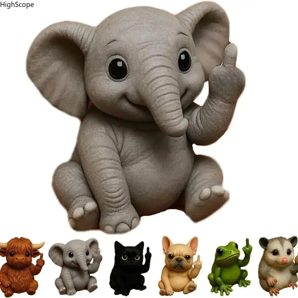 Funny Resin Elephant Figurine with Middle Finger Gesture, Cute Mini Desk Decor, Novelty Gag Gift Accessory, Mini Gifts, Funky, Animals, Funny Gifts Accessories