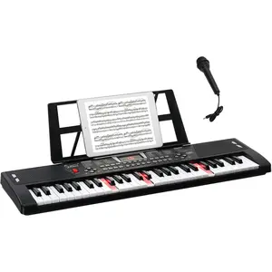 GLARRY 54 Lighted Keys Electric Keyboard Piano for Beginners Portable Music Keyboard Baby with Music Stand, Microphone, Power Supply, Headphone
