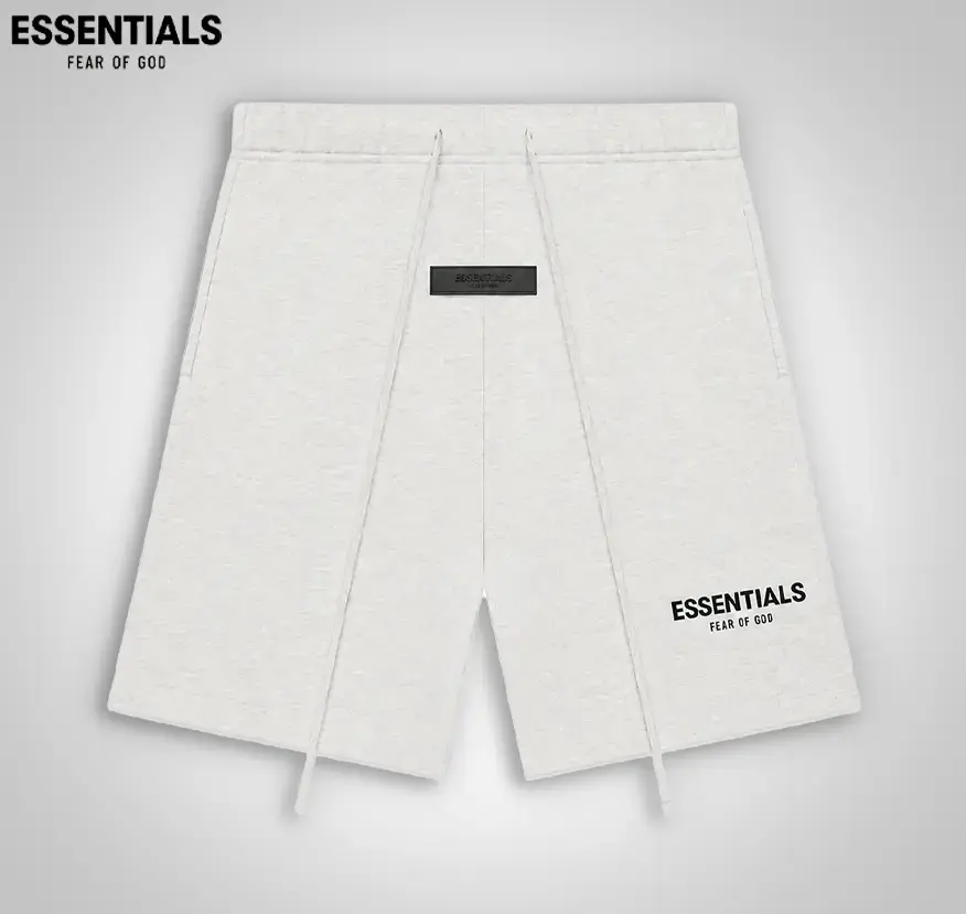 Fear of God Essentials Oversized Unisex Sweat Shorts - Light Oatmeal Fleece Streetwear Bottoms