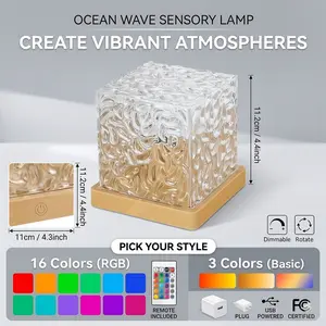 16&3 Color RGB Wave Projector Night Light with Remote Control|Water Ripple & Flame Effect for Wall & Ceiling|Auto-Rotating Mood Light with Timer|USB Powered for Bedroom/Party Decor|#MoodLighting.#RoomDecor#TikTokMadeMeBuyIt.