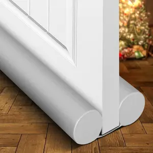 Large Door Draft Stopper for Bottom of Doors 36” Under Door Sweep Noise Blocker Black Gap Stoppers Adjustable Doors Seal Sweep Guard Draft, Window Breeze Stoppers, Home Essentials Gadgets (White)
