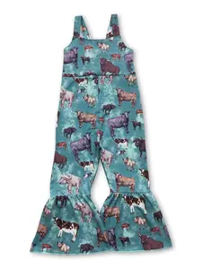 Cows Cute Printed Girls Jumpsuits