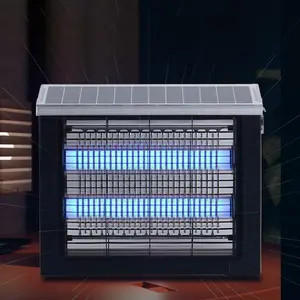 UV outdoor mosquito killer lamp, IPX4 waterproof, ground insertion type. Solar/USB dual charging, 3600-6000mAh battery, light sensor, 40㎡ coverage. For gardens, backyards, farms, stables.