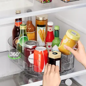 AIR U 360° Rotating Lazy Susan Clear Turntable for Refrigerator Pantry Cabinet Kitchen Countertop Table Top No More Lost Condiments 1 Pack