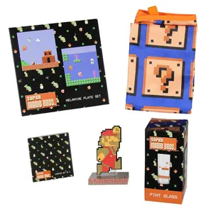 Nintendo Super Mario Bros. Collectors Bundle Gift Set - Figure, Pint Glass, Plate Set, Apron, and Coaster Set