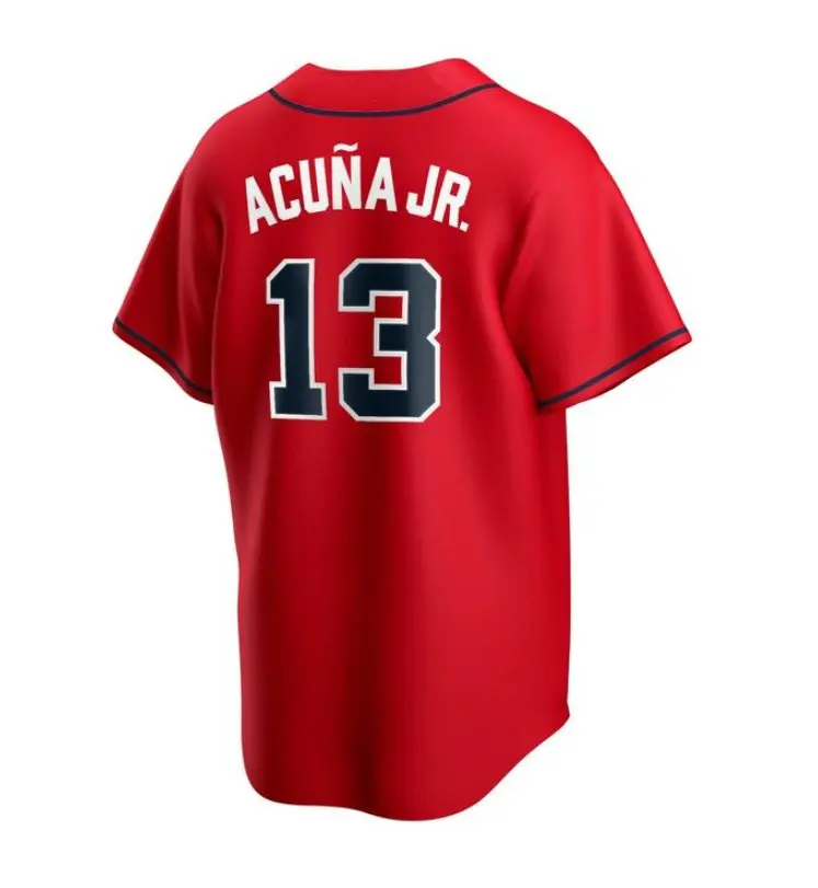 Men's baseball jersey 13#, red casual sports baseball shirt, V-neck design nylon classic softball shirt, suitable for baseball enthusiasts to watch games, parties and training wear