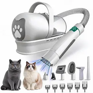 Pet Grooming Vacuum 7-in-1 Kit, Dog & Cat Deshedding Brush with Hair Removal Mitts, Rollers & Paw Trimmer, Shedding Grooming Tool Set