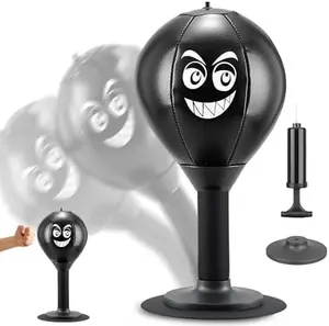 Desktop Punching Bag, Small Relaxing Punch Rage Bag Stress Relief with Upgraded Strong Suction Cup & All-Around Foam Protect Spring, Portable Tabletop Boxing Ball for Adult Youth Office Friends Home