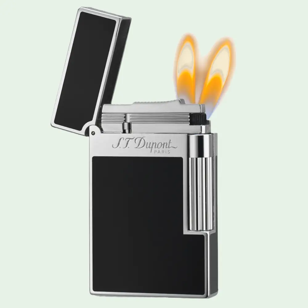 [Double Flame] DPT Black Lacquered Silver old fashined Lighter 130g best gift for father husband