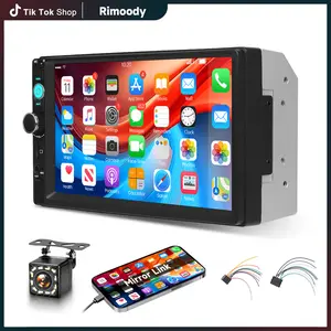 Rimoody 7inch Car Stereo Double Din Radio Touchscreen with Backup Camera Multimedia Car Audio Support Mirror Link,Bluetooth Call/Music,FM,MP5 Player,USB,Charge,SD Aux Double Din Car Audio Receivers