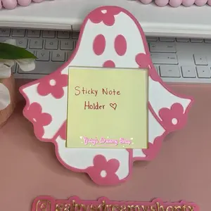 Floral Ghost Sticky Note Desk Holder, Desk Decor, Office Decor, Halloween, Spooky Decor