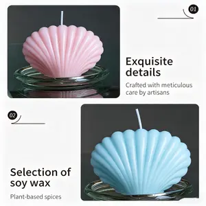 Shell-Shaped Aromatherapy Candle, Oceanic Texture, Pastel Colors, Warm Glow, Summer Freshness, Home Decor, 1 Hour Burn Time, Scented Candle