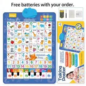 Spanish English Bilingual Audio Early Education Wall Chart Finger Piano Cognitive Pure English Sound Early Education Wall Chart Educational Toys Point Reading Book Educational Equipment Early Education Companion Reading Machine classroom