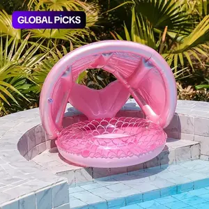 Kids Mermaid Tail Inflatable Swimming Ring - Durable PVC Pool Float Toy with UV Protection, Cute Outdoor Kids Stuff for Beach & Pool Parties