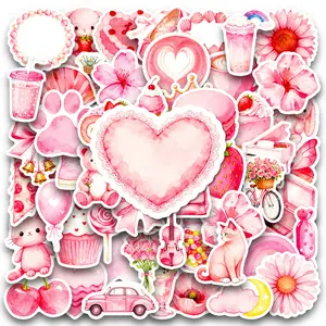 56 Pink Watercolor Doodle Stickers, Suitable for Scrapbooks, Diaries, Laptops, Water Bottles, Cars, and Other Faith-based Designs—gifts with Positive Messages, Sticker Decals