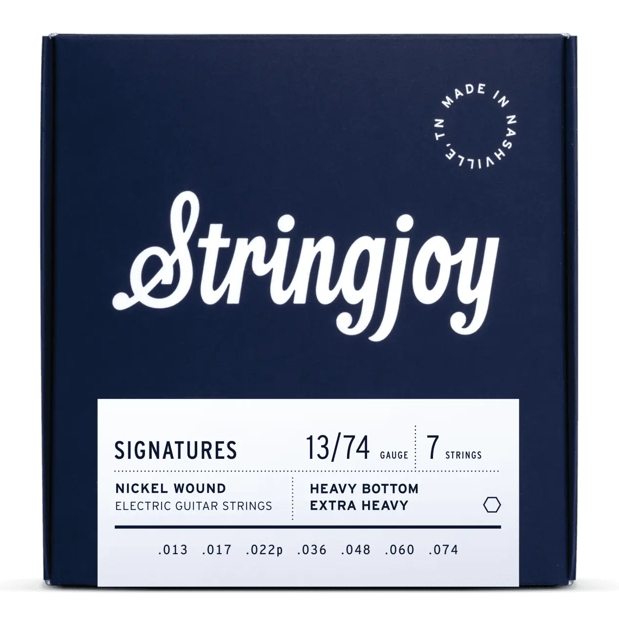 Stringjoy 7-String Electric Guitar Strings, 13-74 Gauge, Heavy Bottom, Extra Heavy Nickel Wound, High Tension, ..013 -.017 -.022P -.036 -.048 -.060 -.074, .022p, sj-hvy137, Musical Instrument Accessories, Tuning