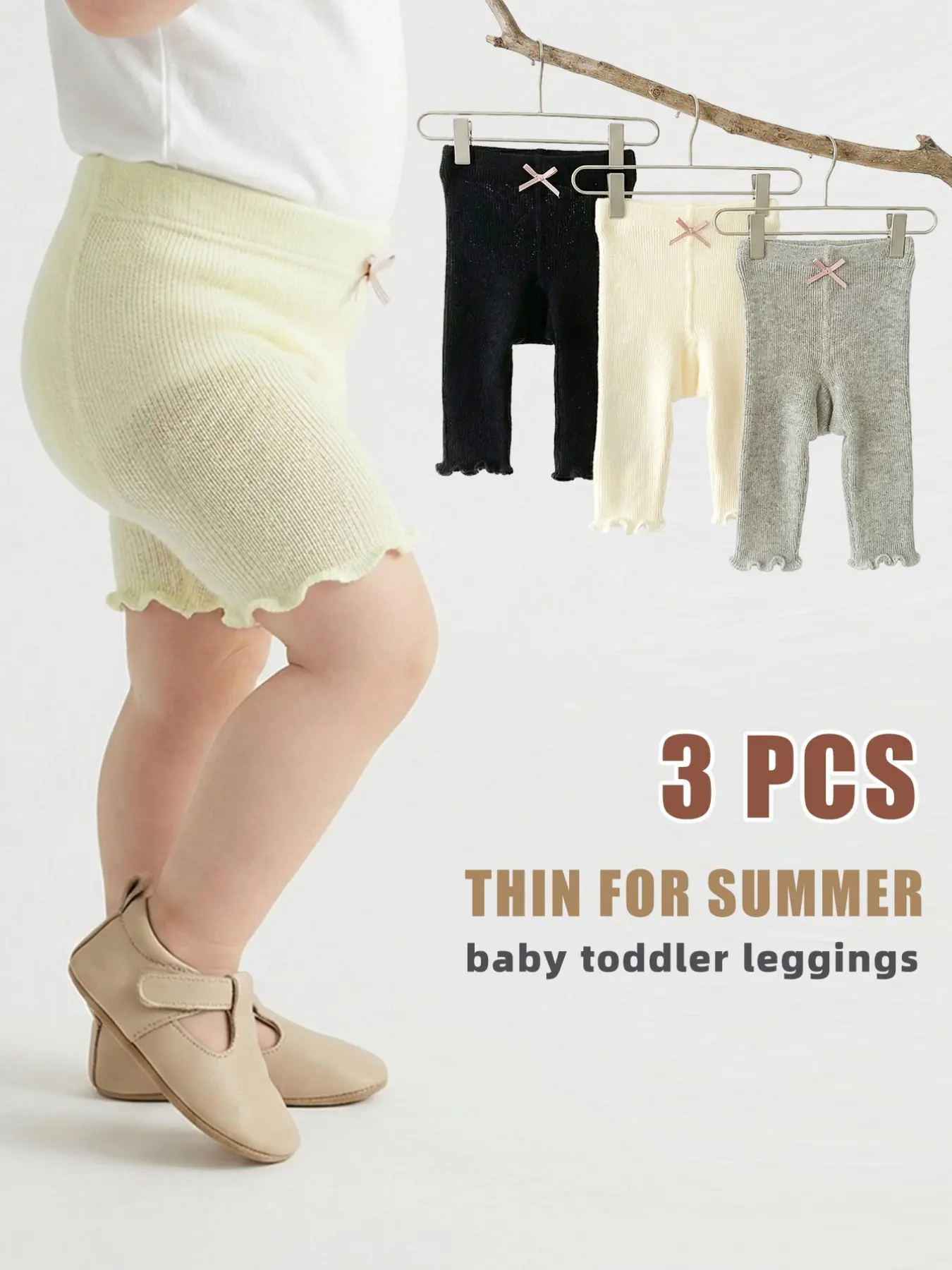 3 PCS  kids tights Baby shorts, baby girl leggings, thin style for summer, lightweight and comfortable, simple and versatile.