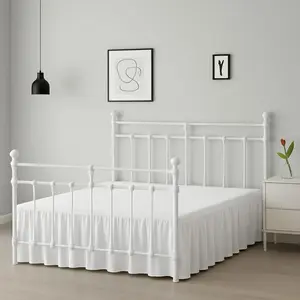 Ruffled Bed Skirt King Size, White, 16 Inch Drop with Split Corners and Platform, King Size Bed Skirt with Ruffles, Lightweight 100% Microfiber, Wrinkle Resistant, Hotel Quality Dust Ruffle