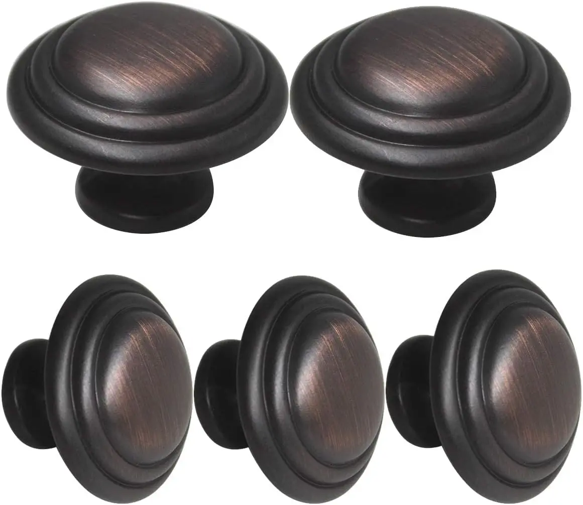 5 Pack 1-3/8 Inch Cabinet Knobs, Oil Rubbed Brone Bifold Cabinte Knob, Kitchen Wardrobe Drawer Knobs, Dresr Knobs