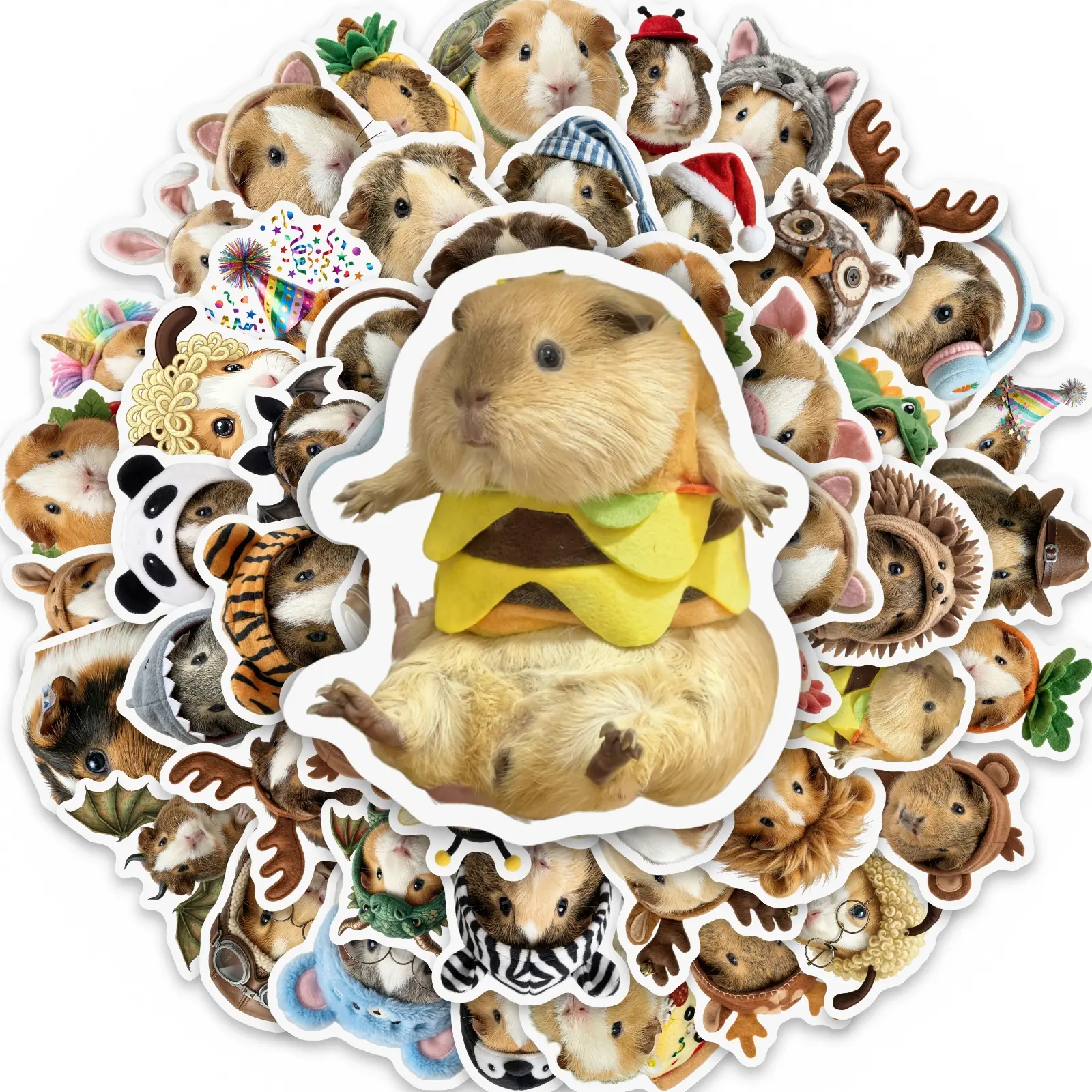 50pcs Cute Guinea Pig Cartoon Stickers, Sticker Decals, Decal Set, Office Supplies and Notebook Accessories, Suitable for Scrapbooks, Diaries, Laptops, Water Bottles, Cars, Etc., Based on A Design Inspired By Faith.