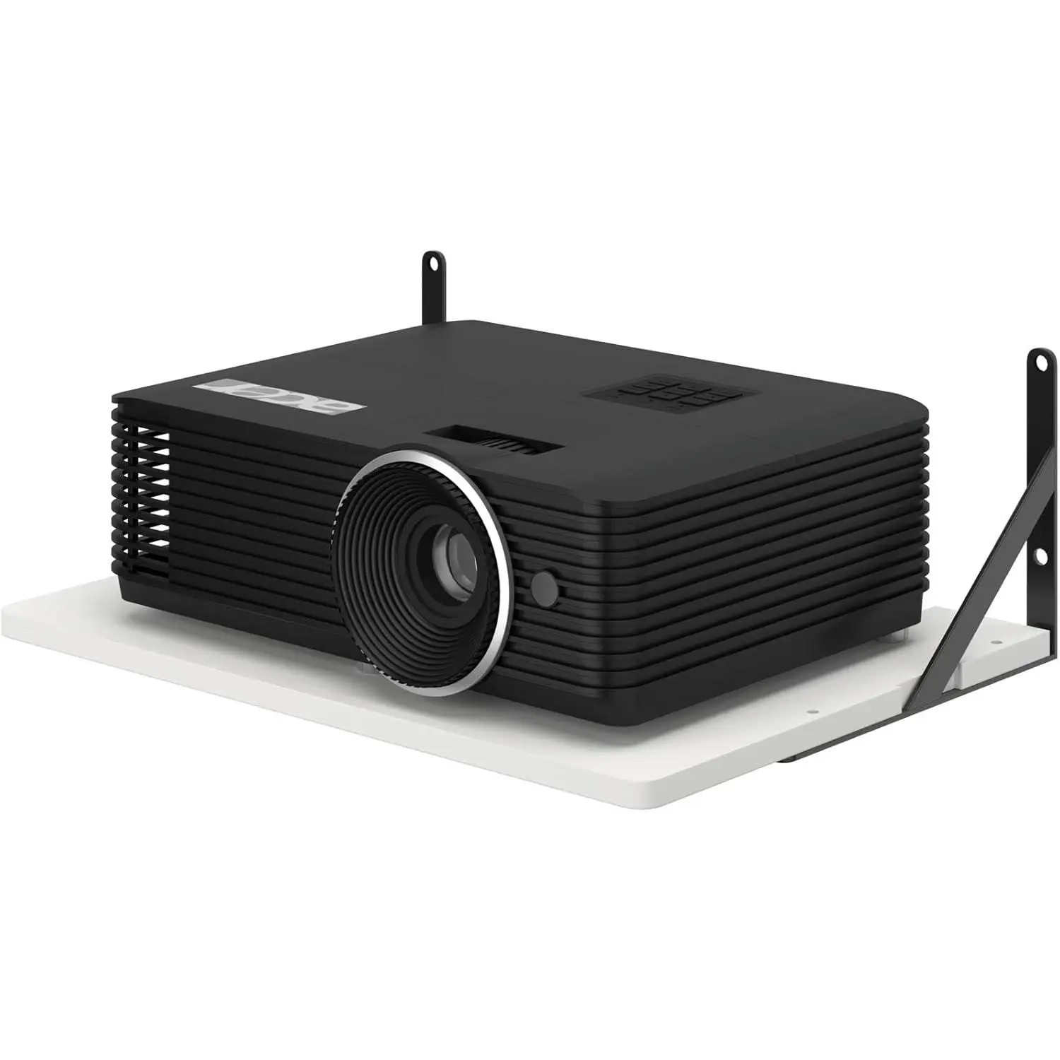 Mini Projector Shelf, Floating Projector Mount, Cable Box / Router Shelf, for Wall, Black White Small, Holder Stand Accessories