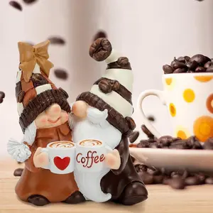 1pcs Coffee Gnome Statue Western Figurine for Living Room, Cafes, Office Desktop, Study Rooms, Home Decor Ornaments