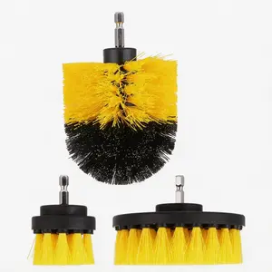 3-Count Electric Drill Brush Set, Durable Synthetic Wire Brush Cleaning Tool for Floor Tiles, Bathtub, Car Detailing