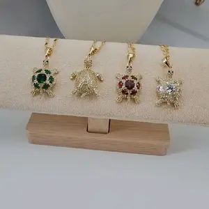 (48) #1  Turtle and chain 18 inches  14K Gold laminated.