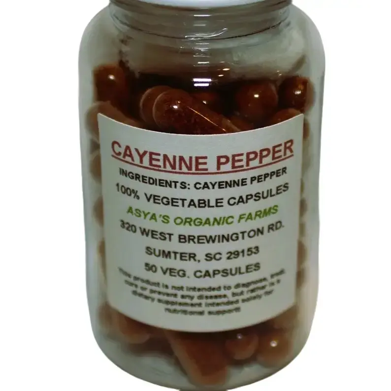 Organic Cayenne Pepper 50 500mg Vegan Capsules Supplement Organic Cayenne Pepper 50 500mg Vegan Capsules Supplement