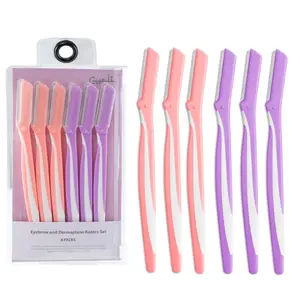 Eyebrow Razors w/Dermaplane Razors Set - Japanese Blades Razors - Small Face Razors for Peach Fuzz and Fine Hair, Multipurpose Exfoliating Dermaplaning Tools for Women and Men, 6 Packs