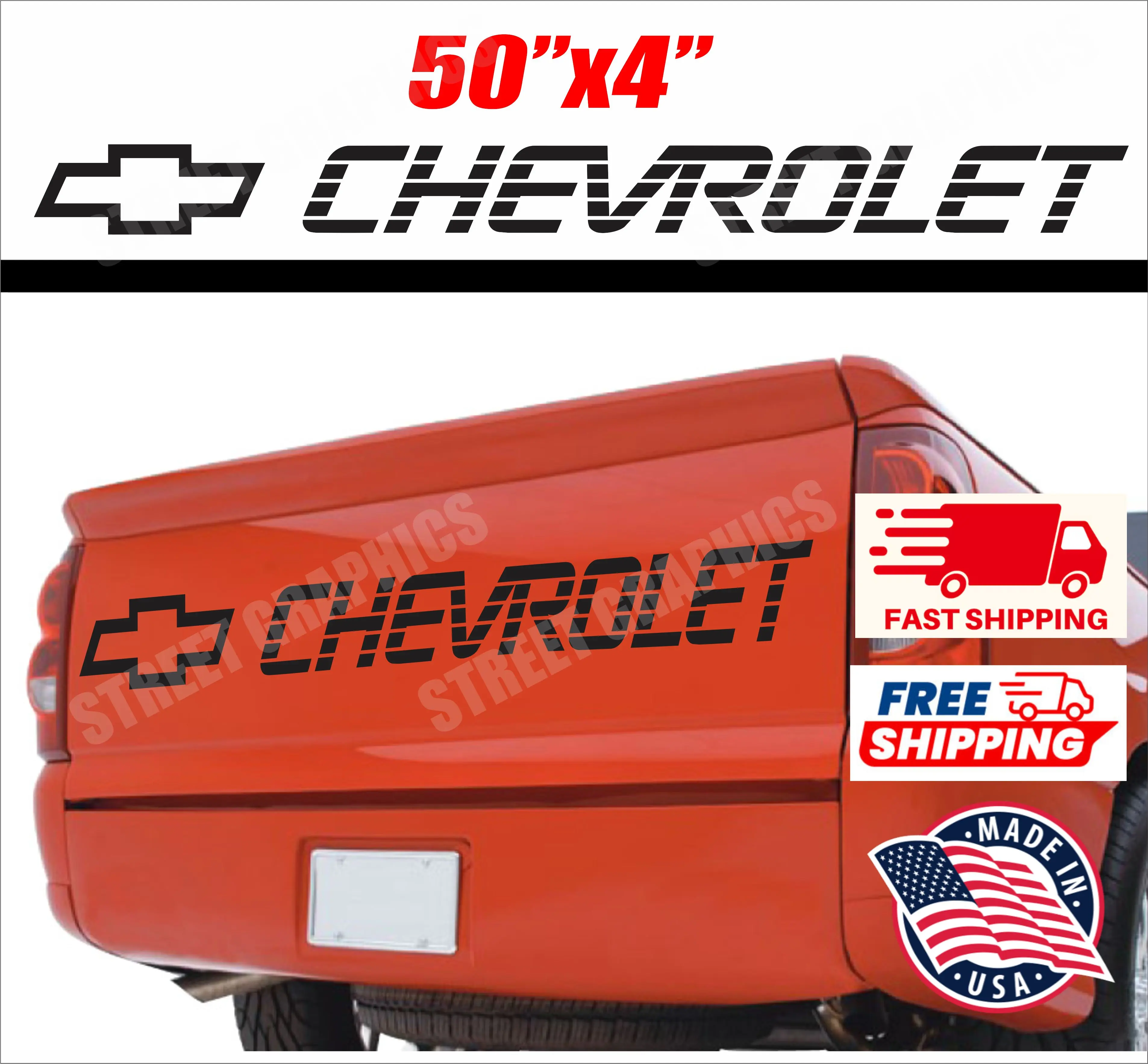 Chevrolet Tailgate Black Vinyl Decal –  Truck Sticker for Pickup Trucks | Waterproof Outdoor Graphic