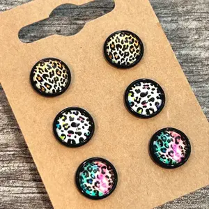 Women's Leopard Stud Earrings Set - 10mm, Colorful girls animal print Fashion Accessory cute trendy