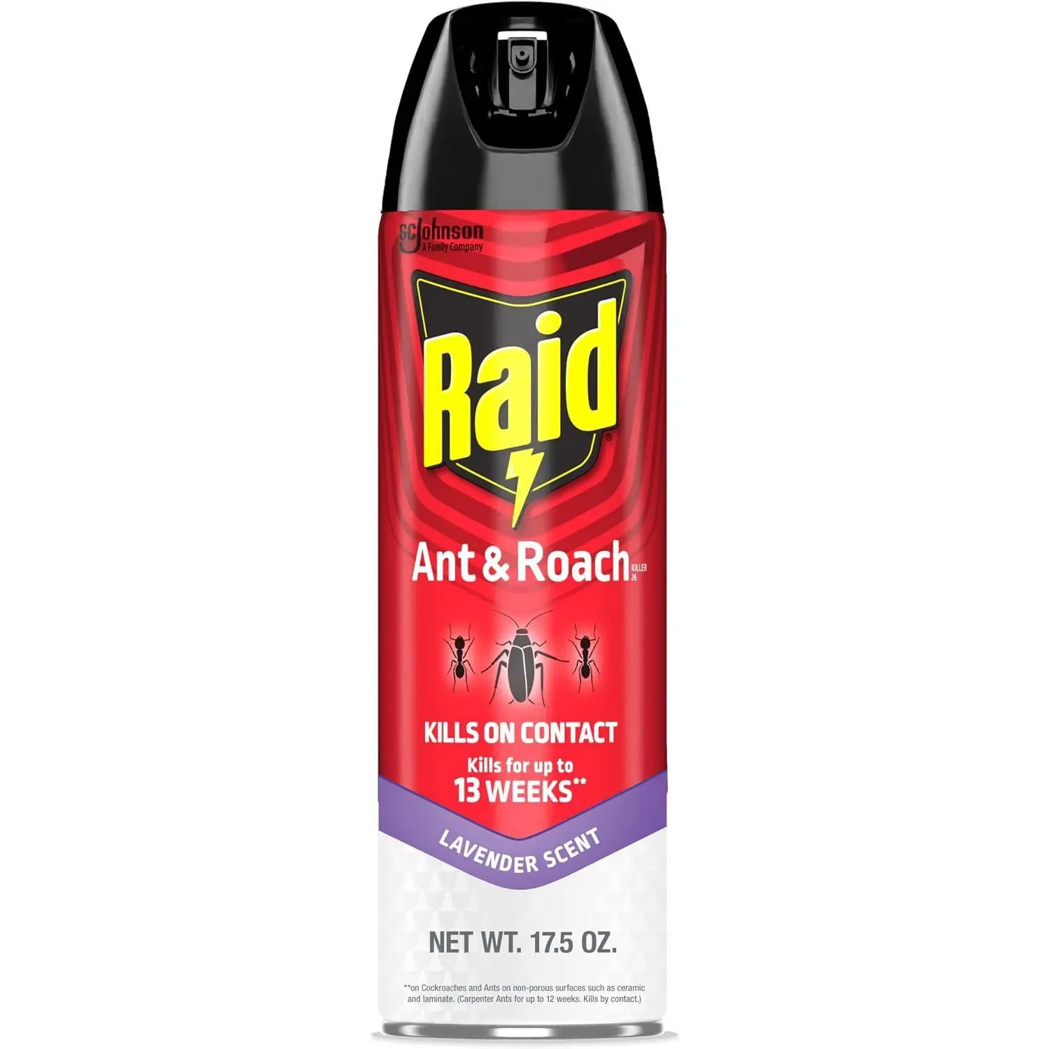 Raid Ant & Roach Killer Spray For Listed Bugs, Keeps Killing for 13 Weeks, Lavender Scent, 17.5 oz